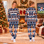 Custom Team Logo Christmas Pajamas, Matching Family Game Day Sleepwear