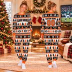 Custom Team Logo Christmas Pajamas, Matching Family Game Day Sleepwear