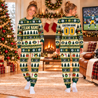 Custom Football Jersey Christmas Pajamas, Custom Team Name & Logo Holiday Pajamas