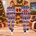 Custom Football Jersey Christmas Pajamas, Custom Team Name & Logo Holiday Pajamas