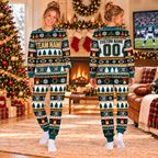 Custom School Spirit Football Christmas Pajamas, Matching Holiday Sleepwear for Football Fans