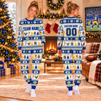 Custom School Spirit Football Christmas Pajamas, Matching Holiday Sleepwear for Football Fans