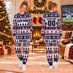 Personalized Football Christmas Pajamas, Custom Team Fan Holiday Lounge Set