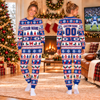 Personalized Football Christmas Pajamas, Custom Team Fan Holiday Lounge Set
