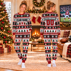 Custom Football Jersey Christmas Pajamas, Matching Team Holiday Sleepwear
