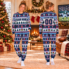 Custom Football Jersey Christmas Pajamas, Matching Team Holiday Sleepwear