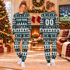 Custom Team Logo Ugly Christmas Pajama Set, Matching Family Holiday Sleepwear
