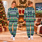 Custom Team Logo Ugly Christmas Pajama Set, Matching Family Holiday Sleepwear