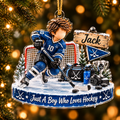 Personalized Hockey Christmas Ornament for Boys, Custom Name & Number Gift