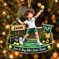 Personalized Tennis Christmas Ornament for Boys, Custom Team Player Gift