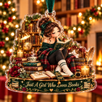 Personalized Book Lover Christmas Ornament, Custom Cozy Reader Holiday Gift