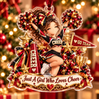 Personalized Game Day Cheerleader Ornament, Cute Custom Cheer Christmas Decor