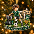 Personalized Soccer Christmas Ornament for Boys, Custom Name & Number Gift