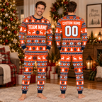 Personalized School Spirit Christmas Pajamas, Custom Team Fan Lounge Set