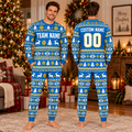 Personalized Team Jersey Christmas Pajamas, Fair Isle Sleepwear for Fans