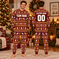 Personalized Mascot Football Christmas Pajamas, Custom School Spirit Football Fan Gifts