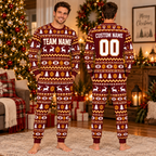 Personalized Mascot Football Christmas Pajamas, Custom School Spirit Football Fan Gifts