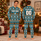 Personalized Game Day Christmas Pajamas, Custom Football Fan Lounge Set