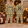Custom Team Logo Christmas Pajamas, Mascot Reindeer Sleepwear Set