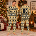 Custom Team Logo Christmas Pajamas, Mascot Reindeer Sleepwear Set