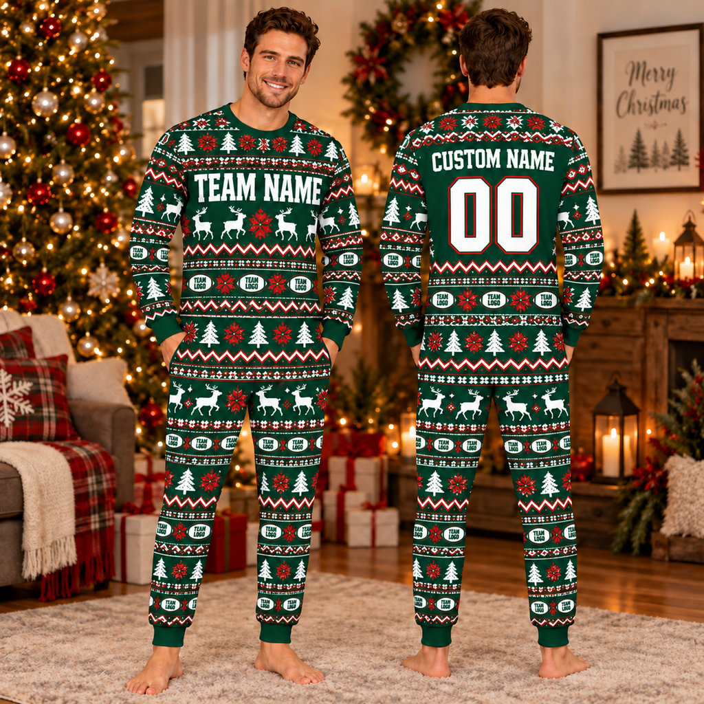 Custom school spirit pajamas, matching team holiday pajamas, custom sports fan gift