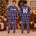 Personalized School Spirit Holiday Pajamas, custom sports fan gift, Mascot Reindeer Sleepwear Set