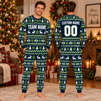 Personalized Mascot Holiday Pajamas, Custom Team Name & Logo Fair Isle Loungewear Set