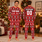 Varsity Spirit Christmas Pajama Set, Custom School Name Game Day Sleepwear