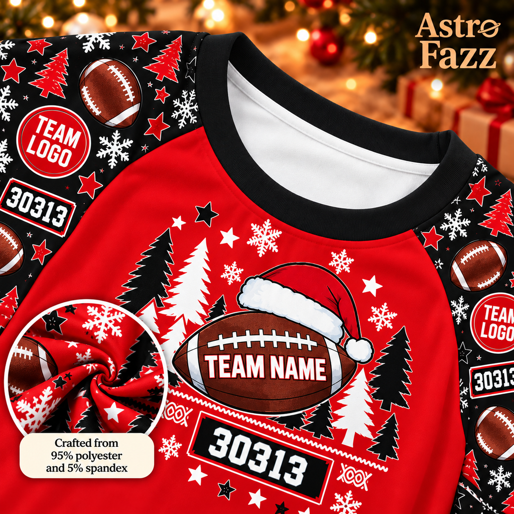 Custom Football Christmas Pajamas, Team Spirit Holiday Sleepwear