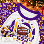 custom team name and logo pajamas, football fan holiday gift, school spirit holiday lounge set