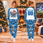 Game Day Football Christmas Pajama Set, Custom School Spirit Holiday Loungewear