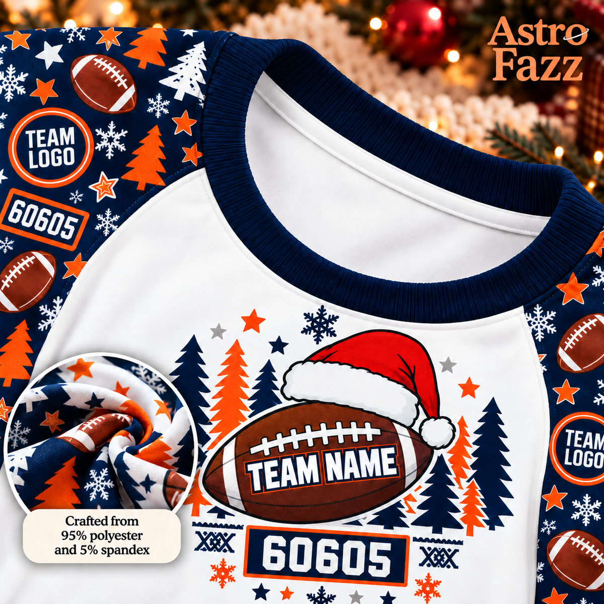 Personalized Santa Football Pajamas, Custom Holiday Spirit Family Lounge Set
