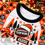 Custom Name & Team Logo Holiday Pajamas, Team Mascot Football Sleepwear Set