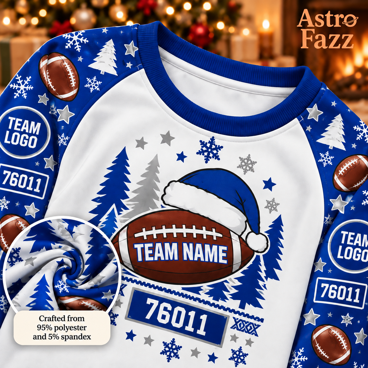 Football Tailgate Christmas Pajama Set, Custom School Spirit Holiday Loungewear