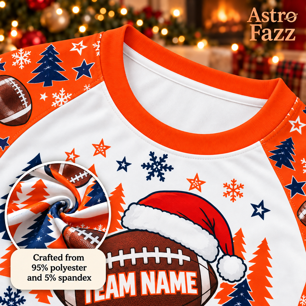 Personalized Football Holiday Pajamas, Custom Game Day Family Lounge Set
