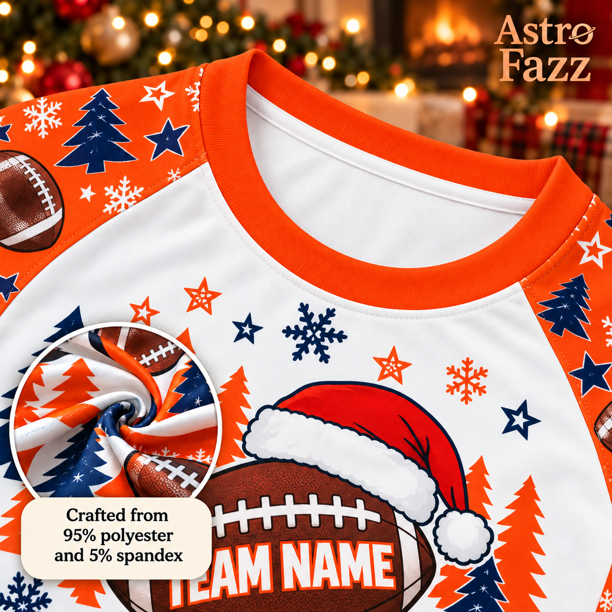 Personalized Football Holiday Pajamas, Custom Game Day Family Lounge Set