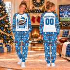 Football Game Day Christmas Pajama Set, Custom School Spirit Loungewear, Sports fan holiday gift