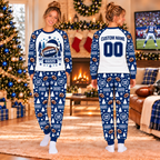 Custom Football Jersey Christmas Pajamas, Team Family Holiday Pajama Set