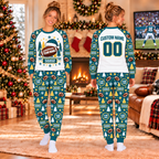 Personalized Football Team Name Pajamas Set, Custom Team Name Christmas Pajamas