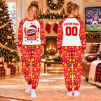 Custom Team Name Christmas Pajamas, Family Matching Pajamas Set, Football Fan Gift
