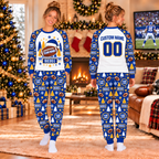 Custom Team Name Christmas Pajamas, Football Fan Gift, Family Matching Pajamas Set