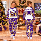 Custom Football Team Logo Pajamas Football Pajamas Set   Football Game Day Sleepwear Football Fan Gift