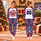 Personalized Football Raglan Pajamas Set, Custom Team Name Family Sleepwear, Matching Family Pajamas, Football Fan Gift