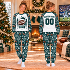 Personalized Football Raglan Pajamas Set, Matching Family Game Day Sleepwear