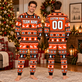 Custom Football Jersey Christmas Pajamas, Matching Family Game Day Sleepwear