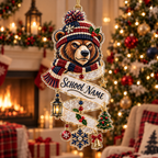 Personalized Cozy Mascot Christmas Ornament, Proud Student Keepsake Gift
