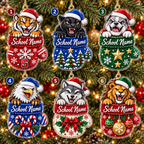 Personalized School Mascot Mitten Ornament, Custom School Name Christmas Gift