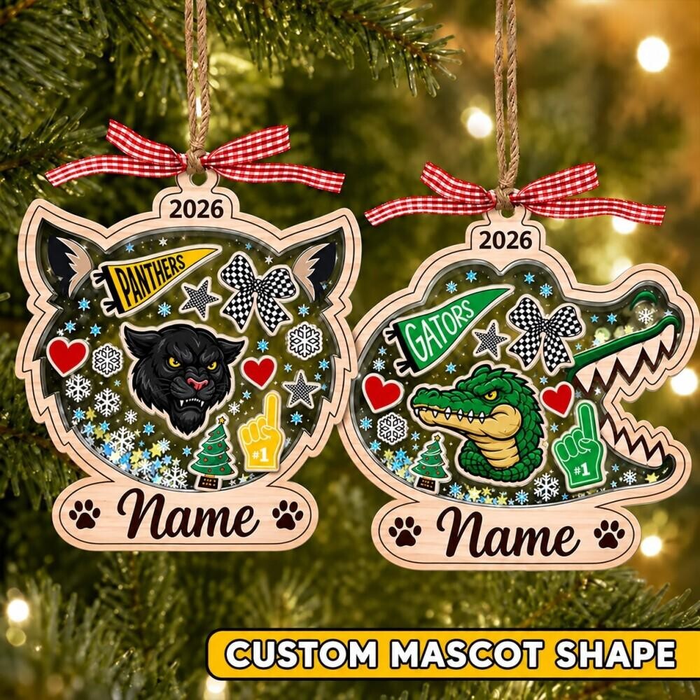 Personalized Mascot Shape Christmas Ornament, Custom Name & Number Fan Gift