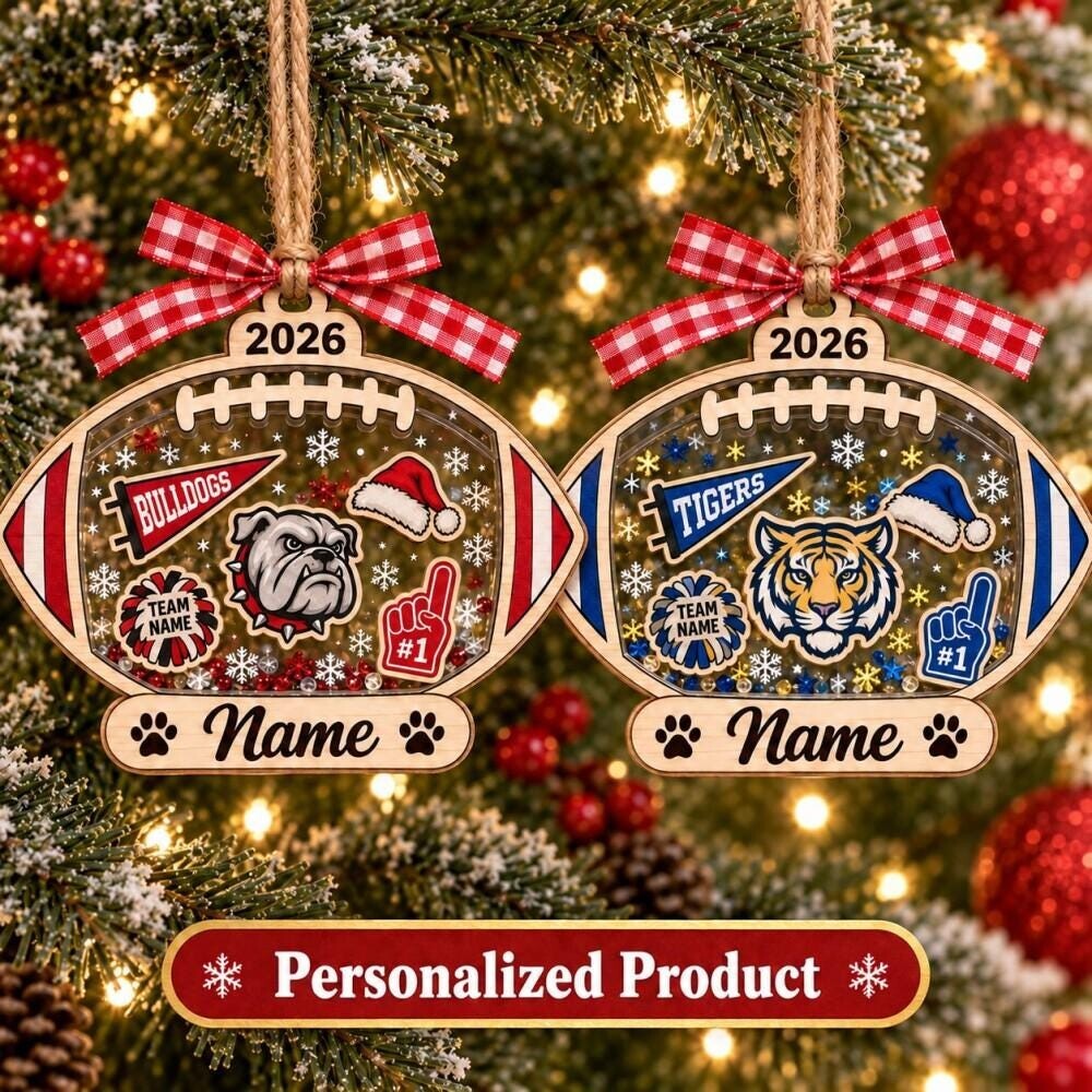 Personalized School Spirit Mascot Ornament, Custom Team Name Christmas Decor
