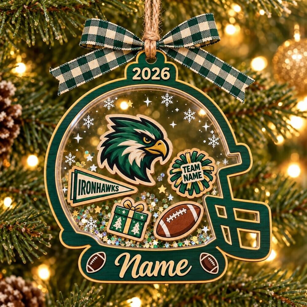 Personalized Football Helmet Christmas Ornament, Custom Name & Number Gift
